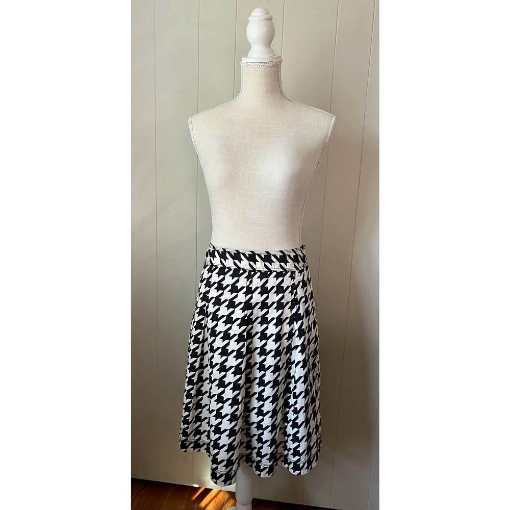 Merona Black & White Houndstooth Pleated Skirt sz 4‎